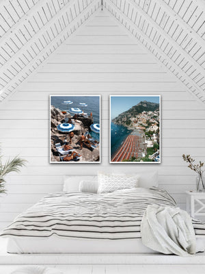 Best beach on the Amalfi Coast, Positano Italy. Seaside swim in the Mediterranean