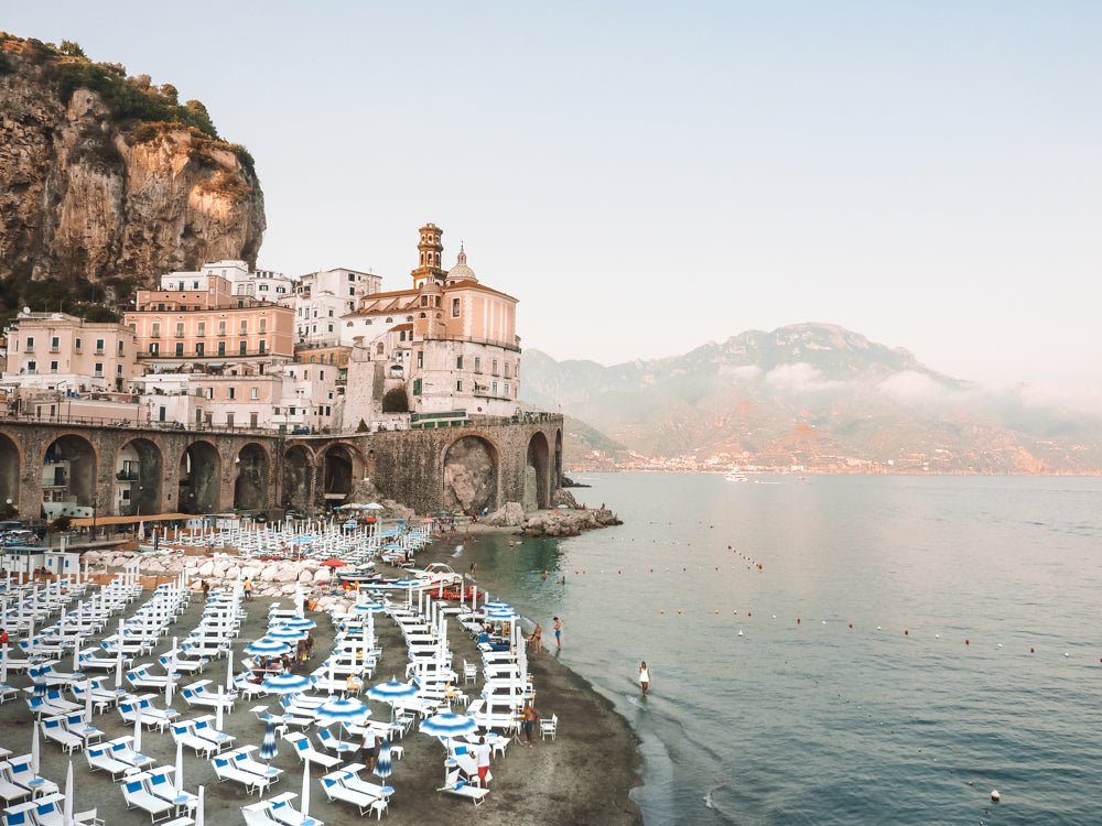 A European Summer in Atrani Amalfi Coast Italy. Late afternoon seaside down at the beach. Featured in Harpers Bazaar US. Fine Art Photographic Print